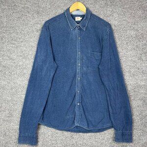 FAHERTY Mens size XL Blue Denim‎ Button Down Shirt Stretchy